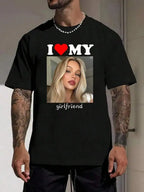 Customized Personalized Boyfriend Style Men's Loose Short Sleeve T-Shirt, Personalize With Your Own Photo Customizable Tee To De