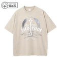 Men's Fashion Cross Wings Print Distressed Washed T-Shirt Loose Fit Casual Pure Cotton Short Sleeve Ideal For Home Or Commute