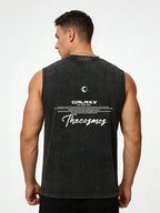 Men's Printed Washed Vest Summer Bestseller Retro Distressed Pure Cotton Short Sleeved Casual Wear For Home And Outings