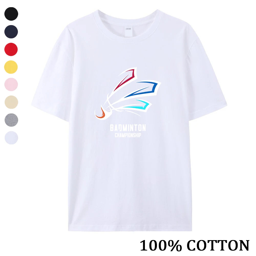 Men's 100% Cotton Badminton Print T Shirt Multiple Colors Available Summer Vacation Casual Sports Fitness Training Short Sleeve