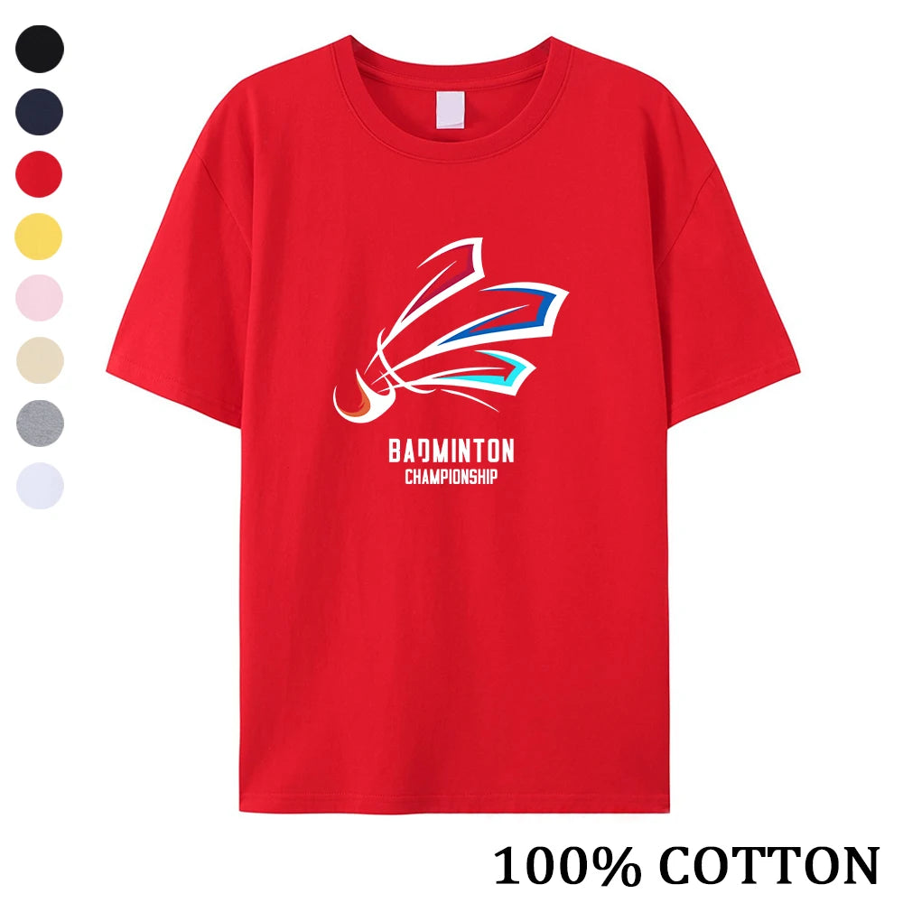 Men's 100% Cotton Badminton Print T Shirt Multiple Colors Available Summer Vacation Casual Sports Fitness Training Short Sleeve