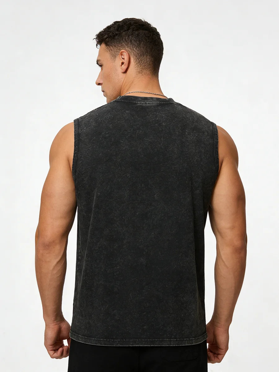 Summer Casual And Stylish Butterfly Print Washed T Shirt Comfortable Pure Cotton Distressed Sleeveless Vest Street Style Hip Hop