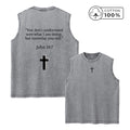 Men's Text And Cross Print Washed Vest Summer Vacation Casual Fashion Pure Cotton Sleeveless Vest Daily Commute And Gym Wear