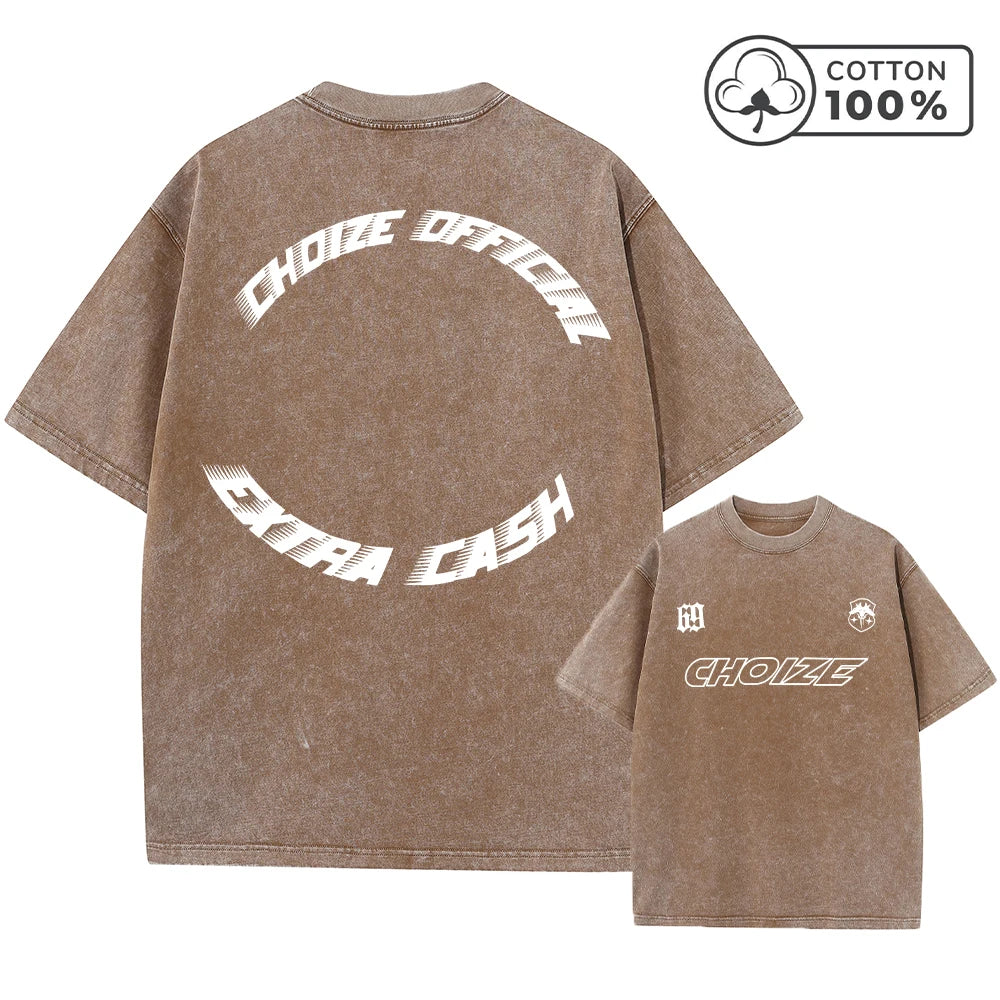 Men's Letter Print Washed T Shirt Fashionable Casual Pure Cotton Crew Neck Short Sleeve Summer Commuter Trendy Hip Hop Top