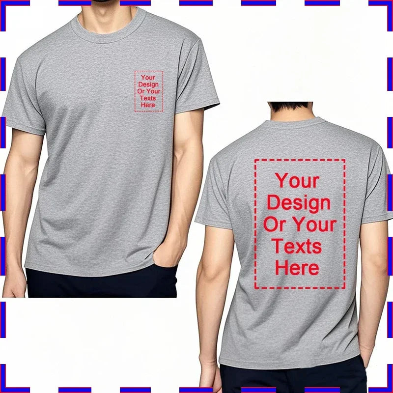 Your Design Here T Shirts Cotton Custom T-Shirt Make Your Design Logo Text for Men and Women Personalized Tshirt Summer Presents
