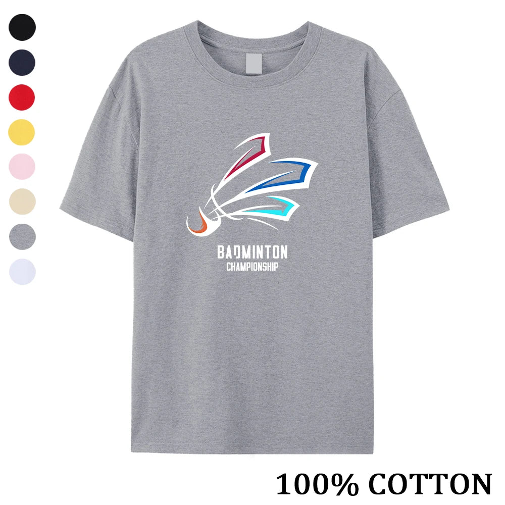 Men's 100% Cotton Badminton Print T Shirt Multiple Colors Available Summer Vacation Casual Sports Fitness Training Short Sleeve