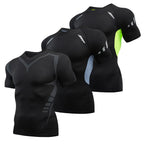 Stylish Short Sleeve Compression Shirts for Men Gym Workout Running Quick Dry T-Shirt Tops Summer Athletic Undershirt Rash Guard