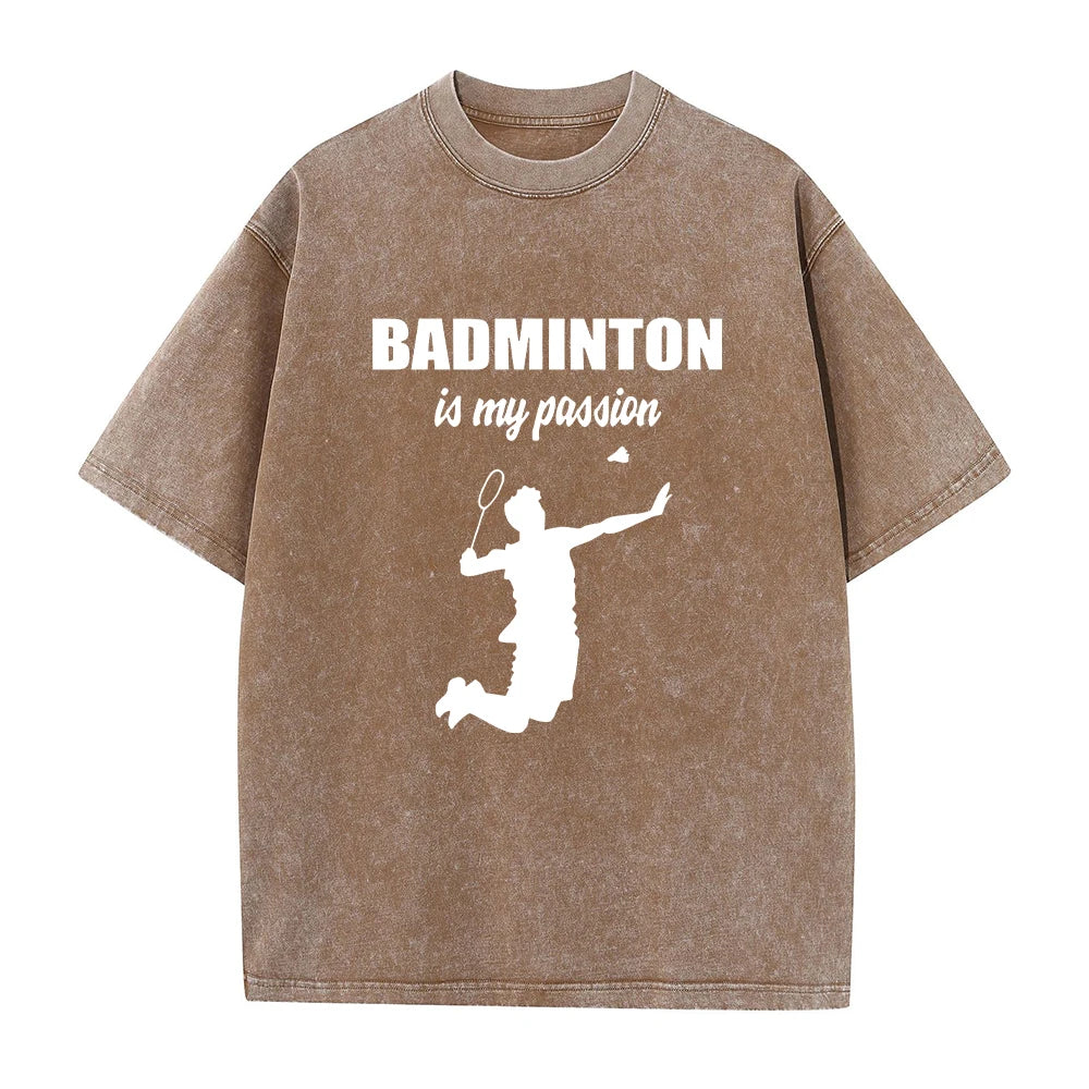 Men's Fashion Printed Washed Distressed T-Shirt Heavyweight Pure Cotton Loose Fit Casual Oversized Retro Crew Neck Short Sleeve