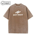 Men's Creative Word Pattern Print Washed T-Shirt Trendy Casual Pure Cotton Crew Neck Short Sleeve Summer Commute Basic Base Top