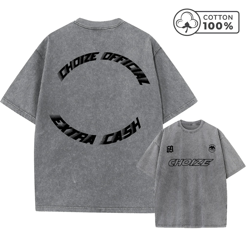 Men's Letter Print Washed T Shirt Fashionable Casual Pure Cotton Crew Neck Short Sleeve Summer Commuter Trendy Hip Hop Top