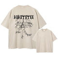Men's Text Print Distressed Washed T-Shirt Summer Daily Commute Pure Cotton Short Sleeve Outdoor Vacation Casual Base Layer