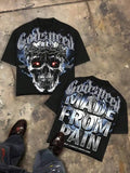 Godspeed Skull Crown Graphic Tee Men's Oversized Short Sleeve Cotton-Shirt Loose Fit, Y2K Streetwear