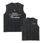 Men's Printed Washed Vest Summer Bestseller Retro Distressed Pure Cotton Short Sleeved Casual Wear For Home And Outings