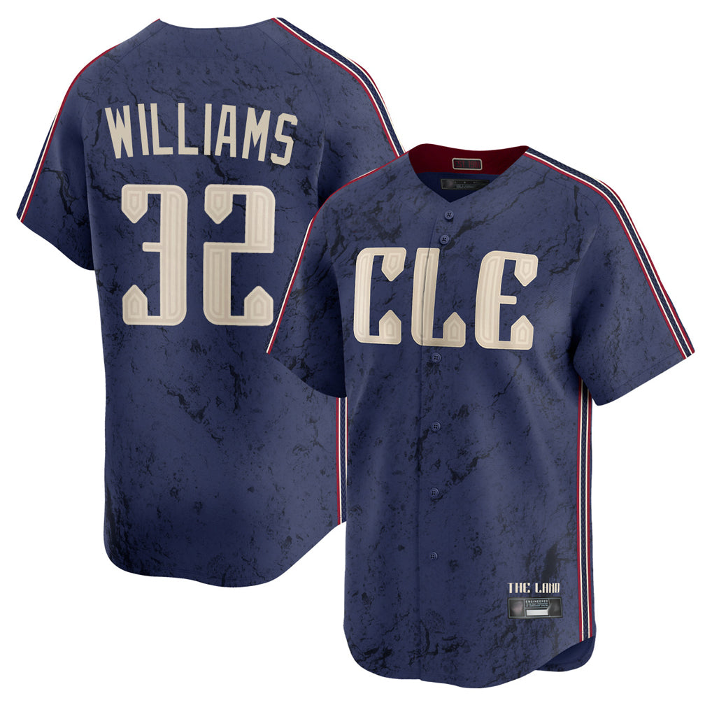 Cleveland Guardians #32 Gavin Williams Player Navy AmberGomez City Connect Limited Home Stitched Jerseys