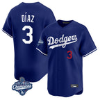 Los Angeles Dodgers #3 Edwin D¨ªaz Player Royal AmberGomez World Series Meet Limited Home Stitched Jerseys