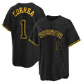 Houston Astros #1 Carlos Correa Player Black AmberGomez Snake Skin City Home Game Stitched Jerseys