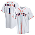 Houston Astros #1 Carlos Correa White AmberGomez Home Replica Jersey