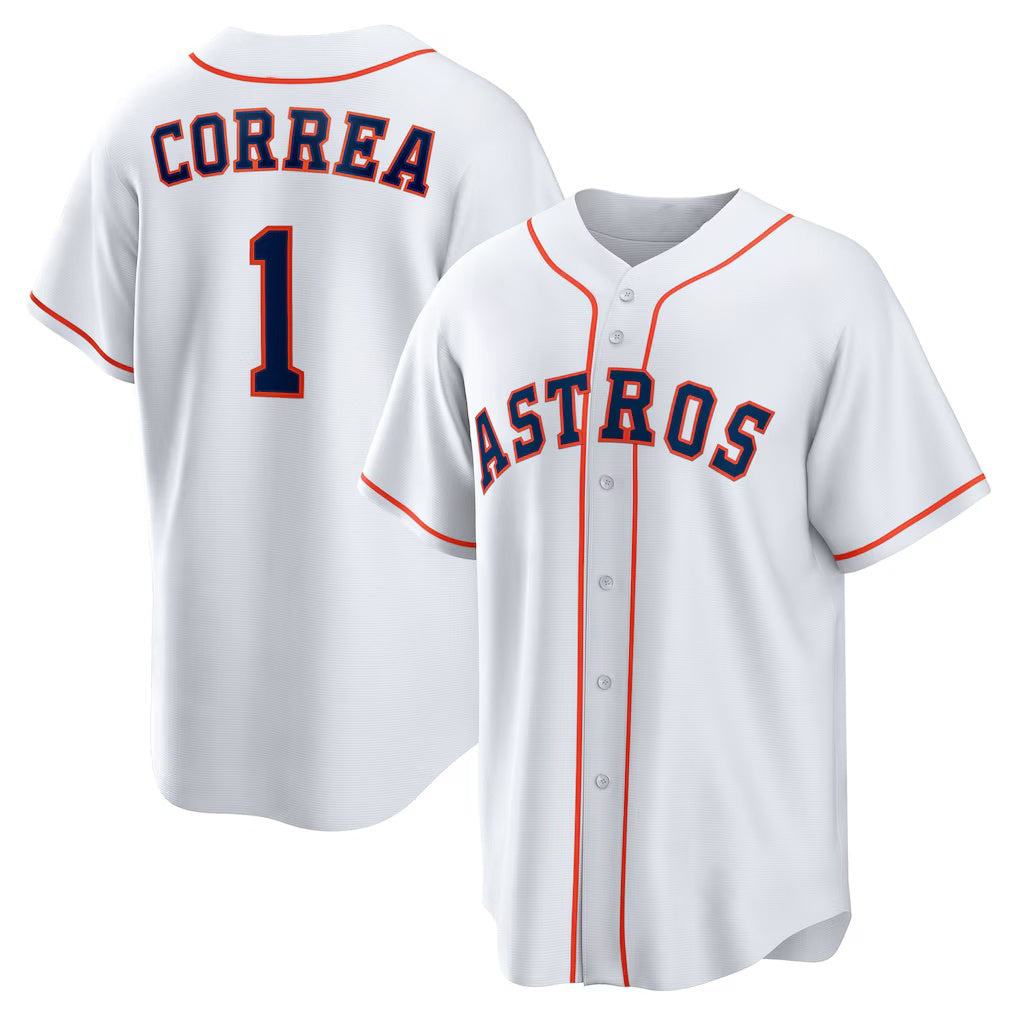 Houston Astros #1 Carlos Correa White AmberGomez Home Replica Jersey