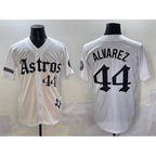 Houston Astros #44 Yordan Alvarez White AmberGomez Gothic 'Houston Born Barrio Raised' Limited Stitched Jersey
