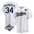 Los Angeles Dodgers #34 Fernando Valenzuela Player Gold White AmberGomez World Series 2026 Collection Stadium Game Stitched Jerseys