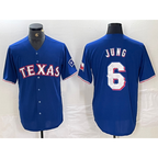 Texas Rangers #6 Josh Jung Blue AmberGomez Stitched Cool Base Jersey