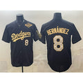 Los Angeles Dodgers #8 Enrique Hern¨¢ndez Black Gold AmberGomez 2025 World Series Patch Limited Stitched Jersey