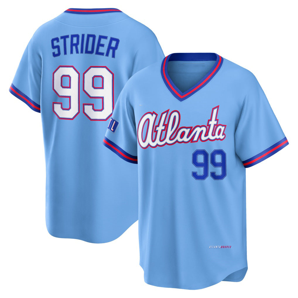 Atlanta Braves #99 Spencer Strider Powder Blue AmberGomez 2026 City Connect Stadium Jersey