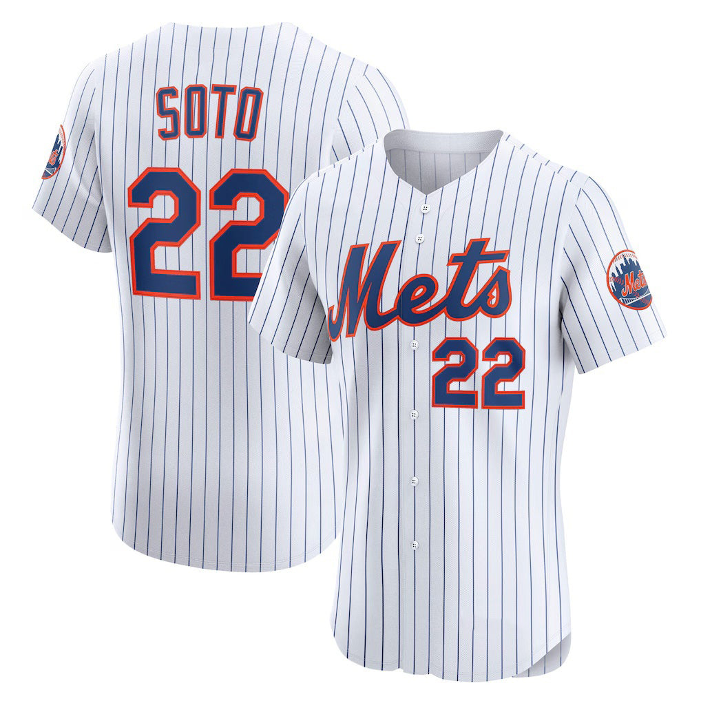 New York Mets #22 Juan Soto White AmberGomez Home Elite Jersey