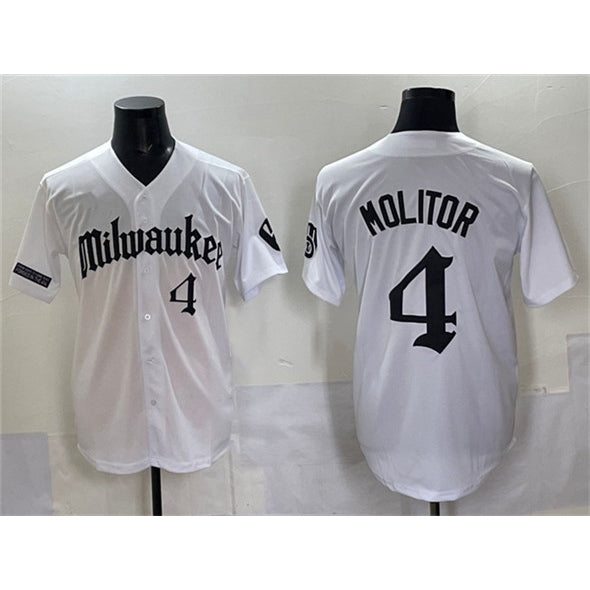 Milwaukee Brewers #4 Paul Molitor White AmberGomez 'Gothic 414 Shadows Edition' Vapor Premier Limited Stitched Jersey
