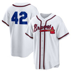 Atlanta Braves #42 Jackie Robinson White AmberGomez Home 2025 Day Replica Jersey