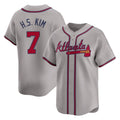 Atlanta Braves #7 Ha-Seong Kim Player Gray AmberGomez Limited Home Game Stitched Jerseys