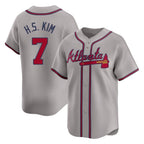 Atlanta Braves #7 Ha-Seong Kim Player Gray AmberGomez Limited Home Game Stitched Jerseys