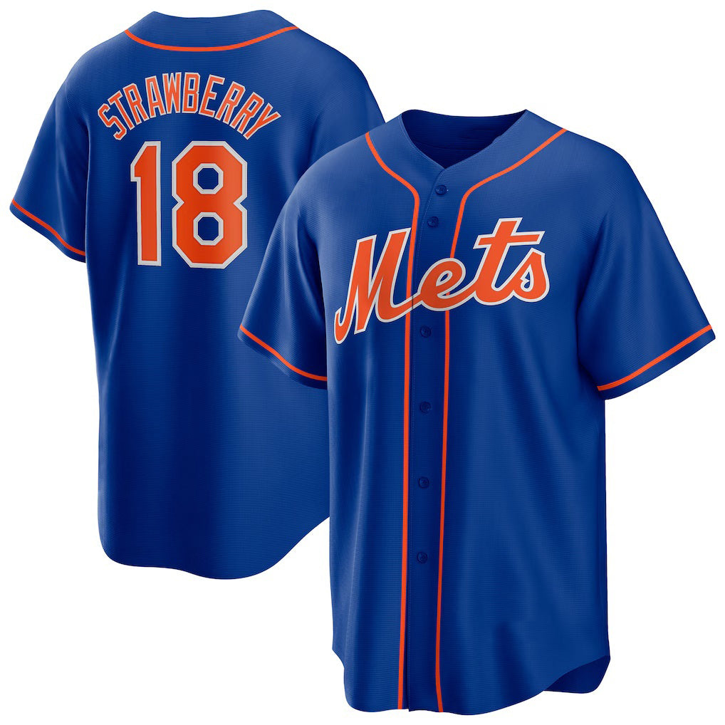 New York Mets #18 Darryl Strawberry Royal AmberGomez Alternate Replica Player Jersey