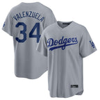 Los Angeles Dodgers #34 Fernando Valenzuela Player Gray AmberGomez Game Stitched Jerseys