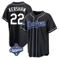 Los Angeles Dodgers #22 Clayton Kershaw Player Black AmberGomez World Series Meet Carbon Limited Home Stitched Jerseys