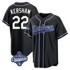 Los Angeles Dodgers #22 Clayton Kershaw Player Black AmberGomez World Series Meet Carbon Limited Home Stitched Jerseys