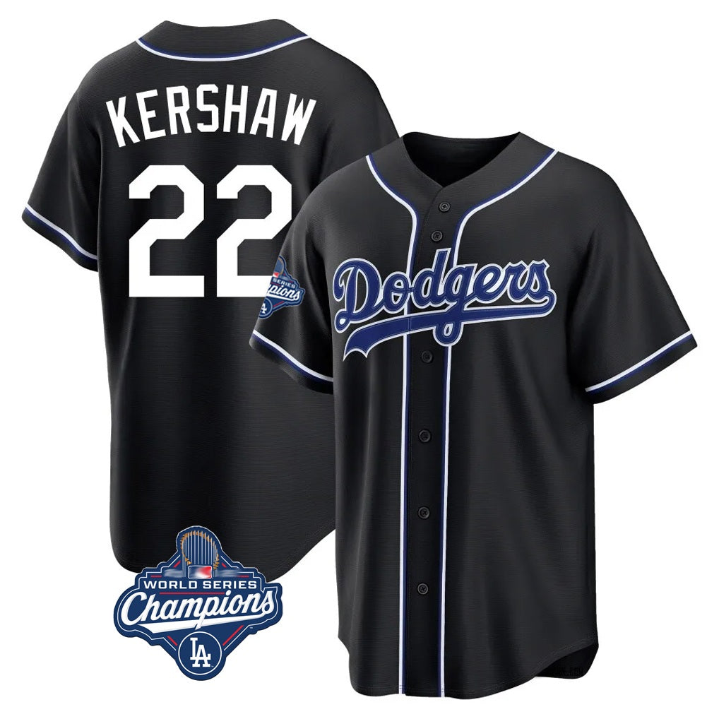 Los Angeles Dodgers #22 Clayton Kershaw Player Black AmberGomez World Series Meet Carbon Limited Home Stitched Jerseys