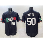 Los Angeles Dodgers #50 Mookie Betts Black AmberGomez Mexico Flag Limited Stitched Jersey