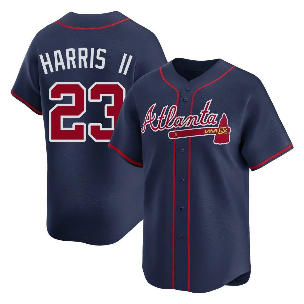 Atlanta Braves #23 Michael Harris II Player Navy AmberGomez Limited Home Game Stitched Jerseys
