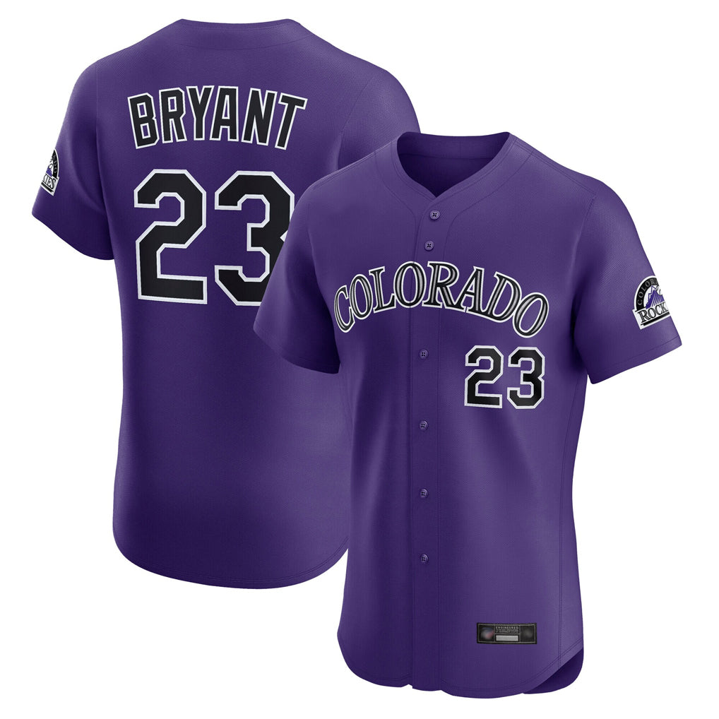 Colorado Rockies #23 Kris Bryant Player Purple AmberGomez Limited Elite Home Stitched Jerseys