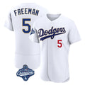 Los Angeles Dodgers #5 Freddie Freeman Player Gold White AmberGomez World Series Meet 2026 Collection Stadium Limited Elite Stitched Jerseys
