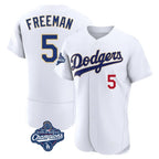 Los Angeles Dodgers #5 Freddie Freeman Player Gold White AmberGomez World Series Meet 2026 Collection Stadium Limited Elite Stitched Jerseys