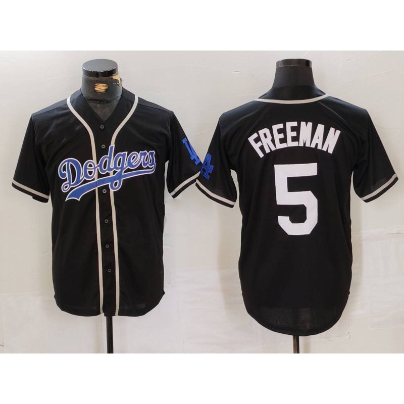 Los Angeles Dodgers #5 Freddie Freeman Black AmberGomez Cool Base With Patch Stitched Jersey