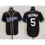 Los Angeles Dodgers #5 Freddie Freeman Black AmberGomez Cool Base With Patch Stitched Jersey