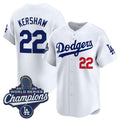 Los Angeles Dodgers #22 Clayton Kershaw White AmberGomez 2025 Champions Stitched Jersey