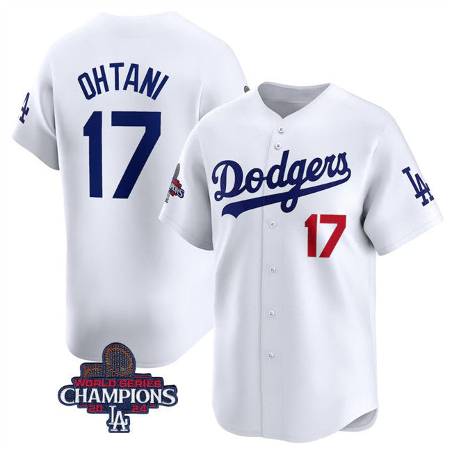 Los Angeles Dodgers #17 Shohei Ohtani White AmberGomez 2024 World Series Champions Home Limited Stitched Jersey