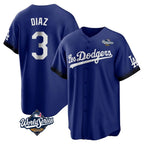 Los Angeles Dodgers #3 Edwin D¨ªaz Player Royal AmberGomez World Series City Connect Home Game Stitched Jerseys
