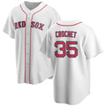 Boston Red Sox #35 Garrett Crochet White AmberGomez 2024 Cool Base Stitched Jersey