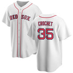Boston Red Sox #35 Garrett Crochet White AmberGomez 2024 Cool Base Stitched Jersey