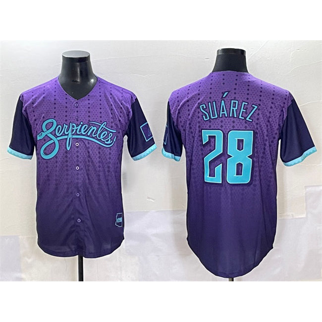 Arizona Diamondbacks #28 Eugenio Su¨¢rez Purple AmberGomez 2025 City Connect Limited Stitched Jersey